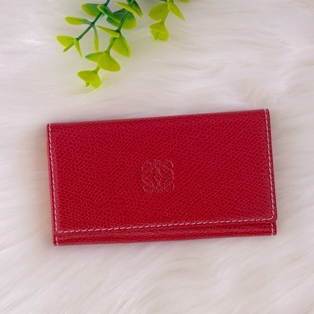 Loewe Red 6-Ring‎ Leather Key & Card Holder